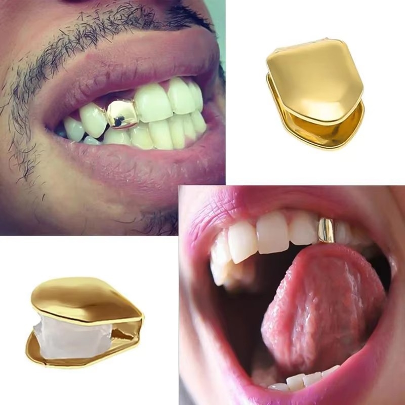 Street Fashion Jewelry - 1/2/3/4 pièces Grillz dentaire doré de