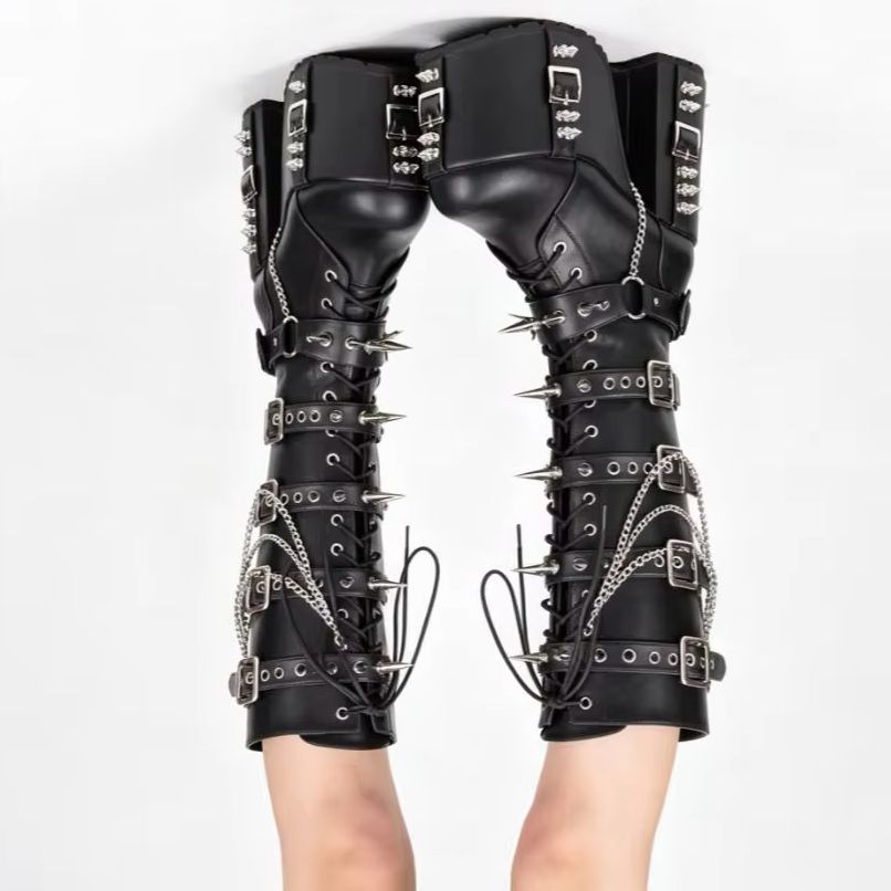 Street Fashion Punk - Bottes de moto à plateforme style