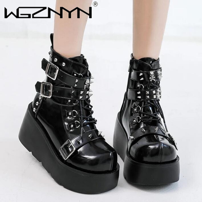 Street Fashion Punk - Bottes gothiques à talons hauts compensés