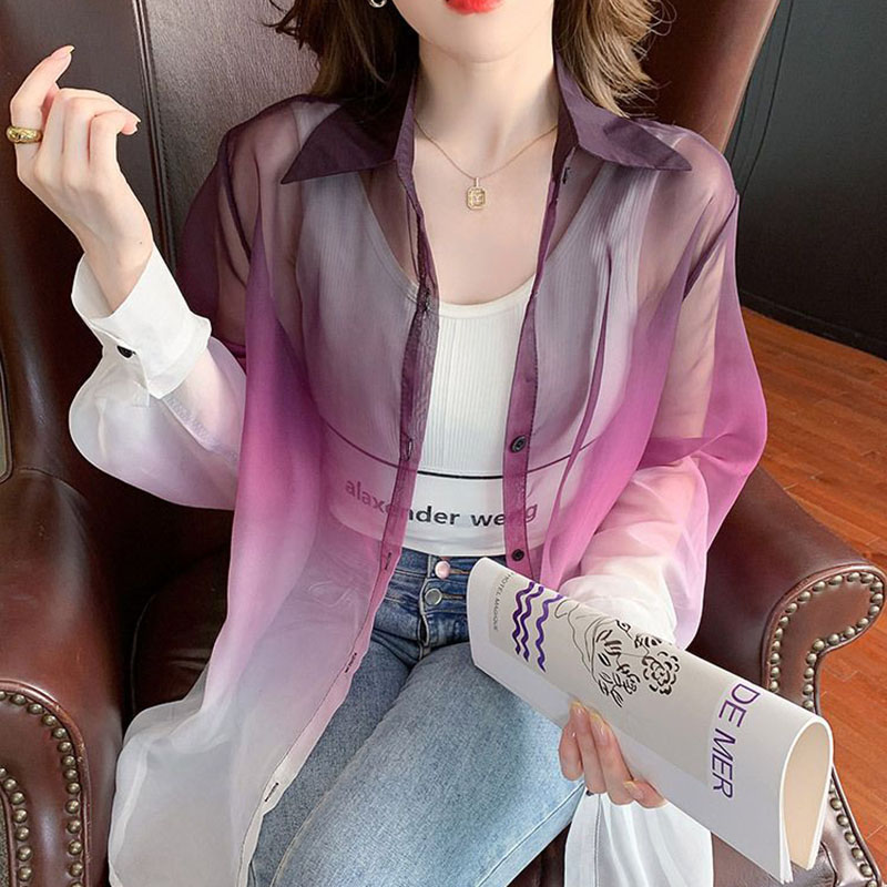Street Fashion Korea - Chemise en mousseline de soie pour