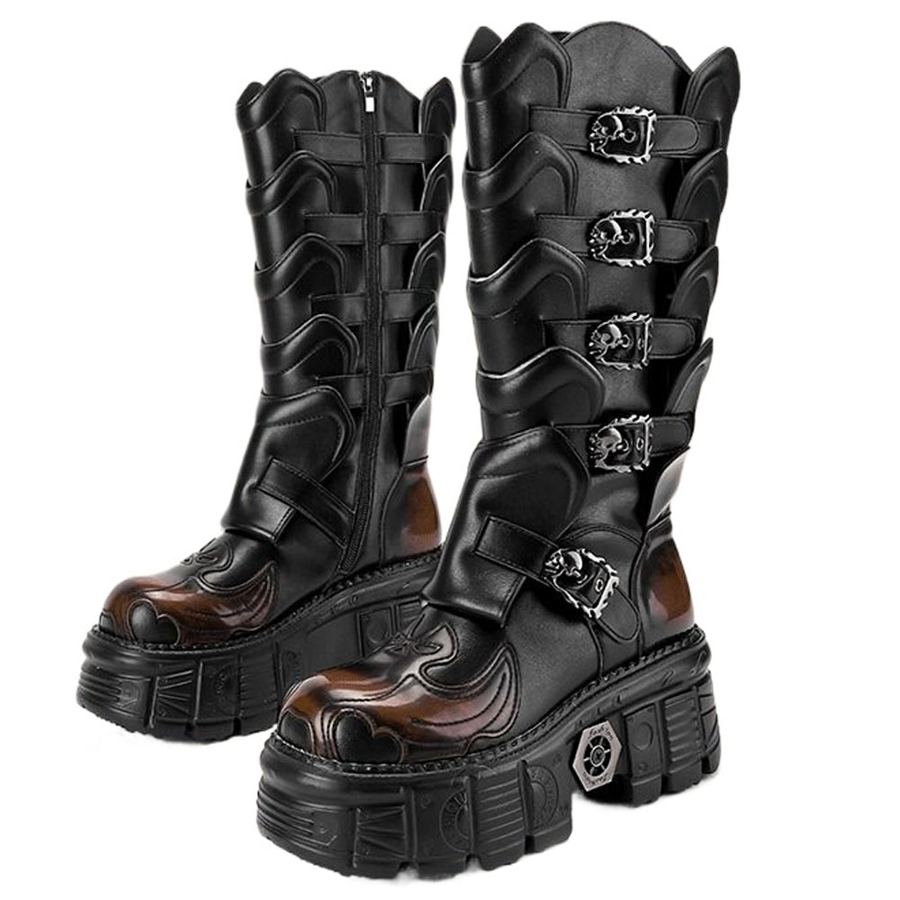 Street Fashion Punk - Bottes de moto Punk en cuir