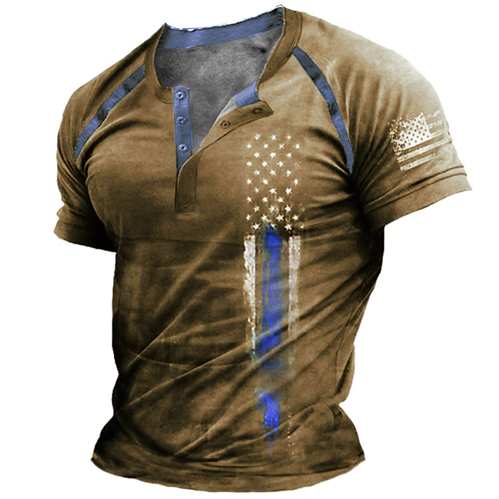 Street Fashion American - T-shirt décontracté pour homme à col