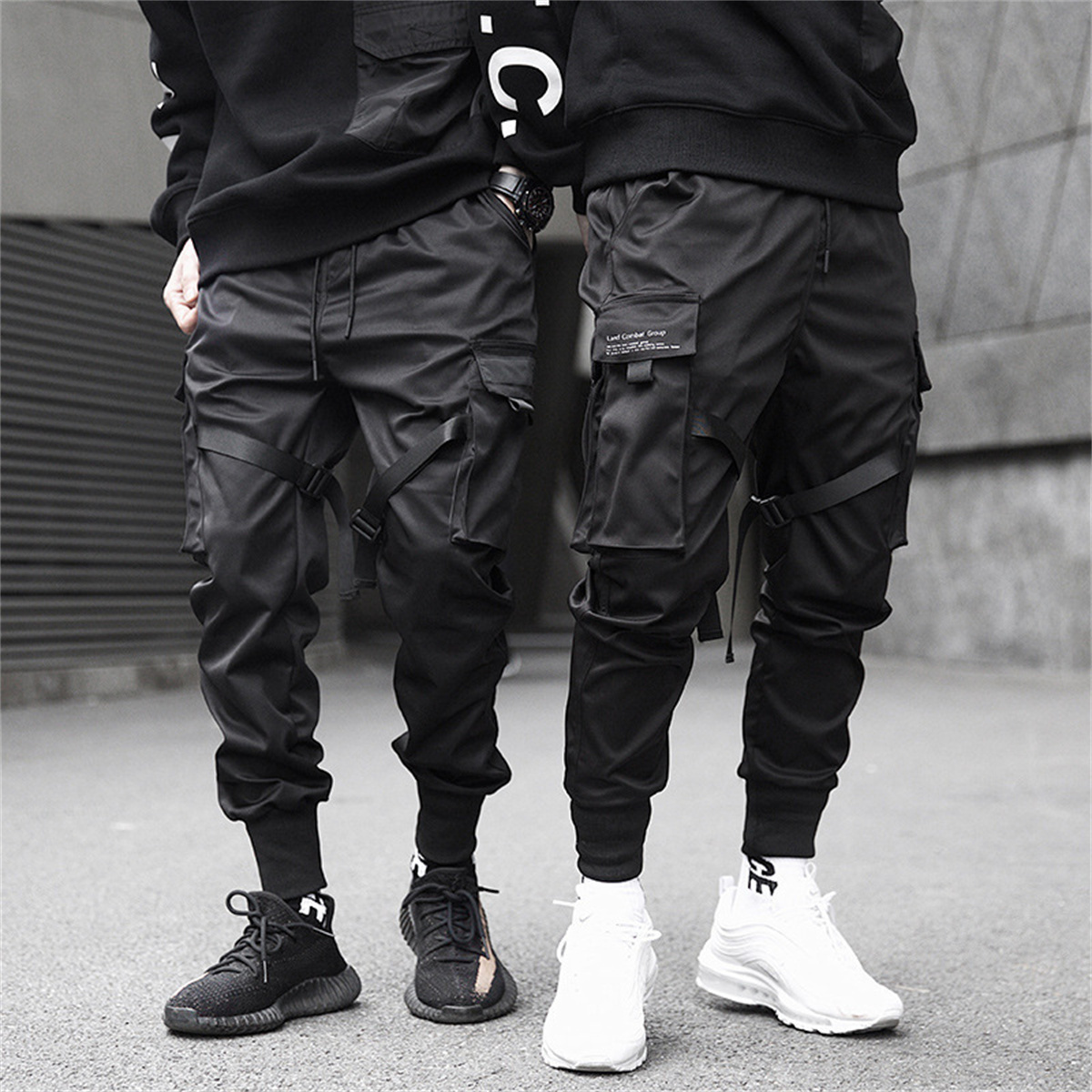 Street Fashion Korea - Pantalon Cargo Hip Hop noir, polyvalent,
