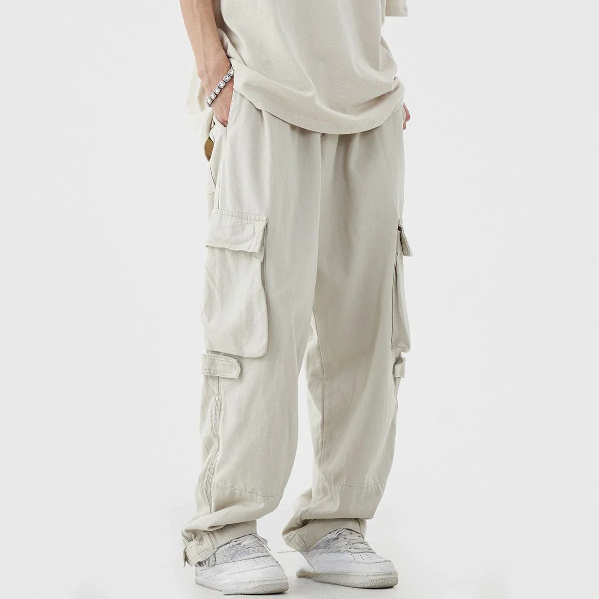 Street Fashion American - Pantalon de travail multi-poches rétro américain