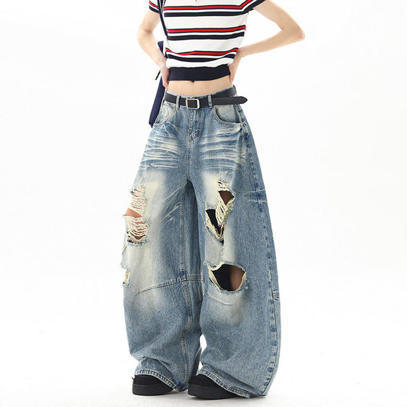 Street Fashion American - Jean déchiré style streetwear américain pour