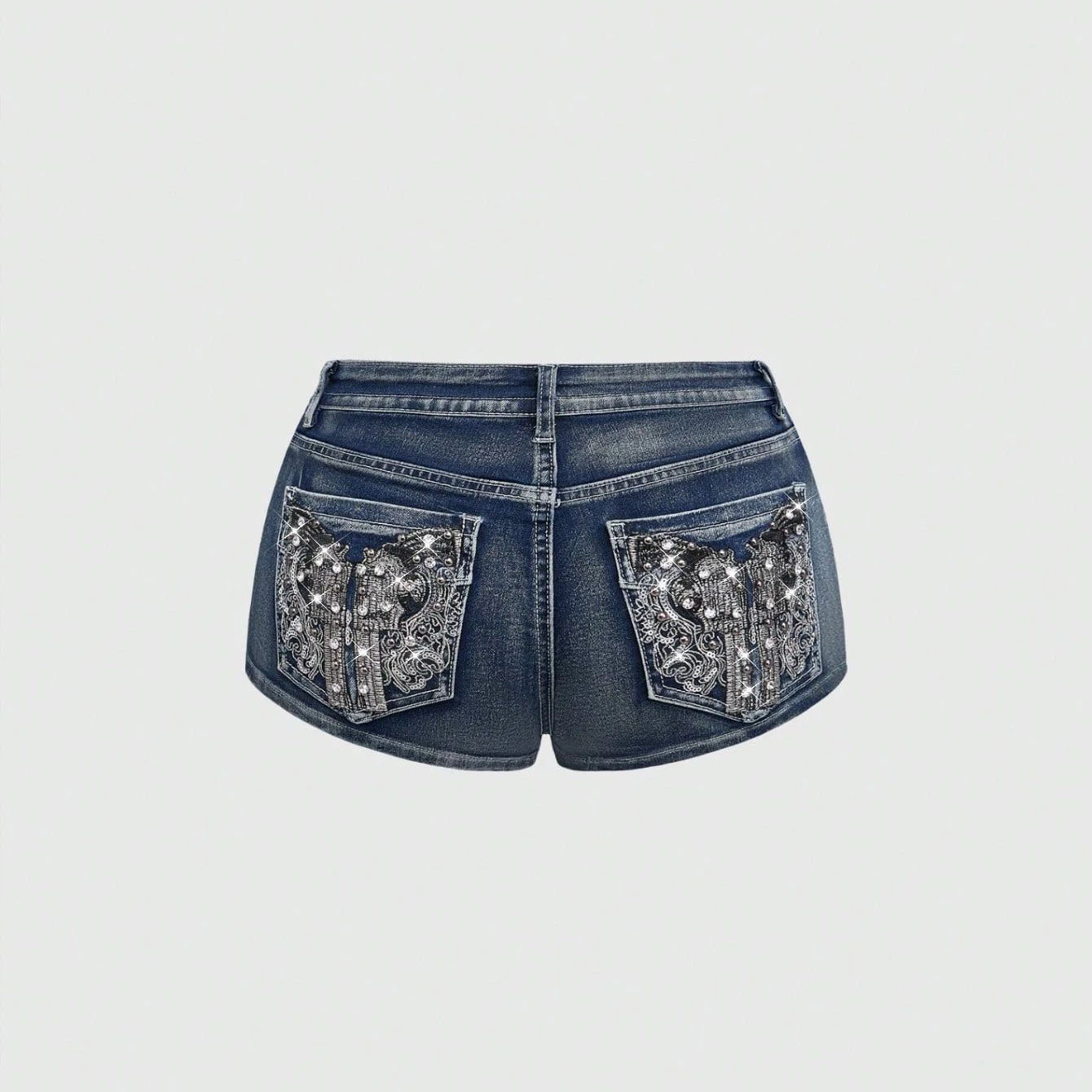 Shorts en jean brodés de stras - Street Fashion American avis et prix