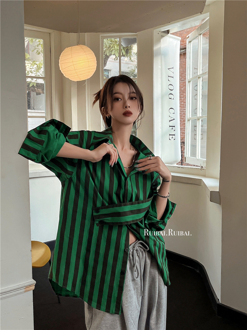 Chemise à rayures coréennes av - Street Fashion Korea avis et prix