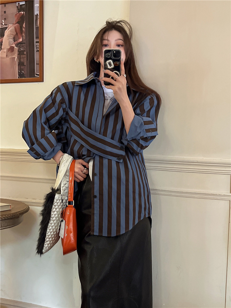 Chemise à rayures coréennes av - Street Fashion Korea avis et prix
