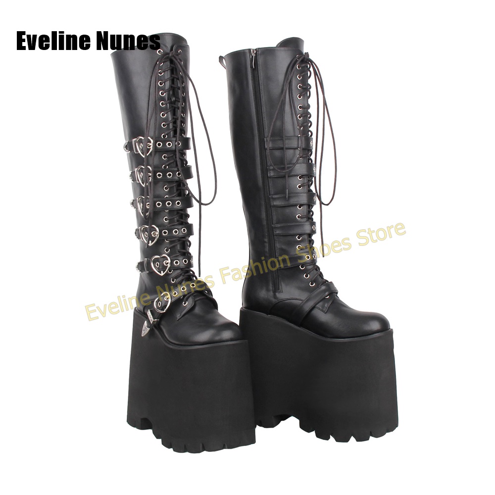 Bottes à plateforme haute Y2K  - Street Fashion Punk avis et prix