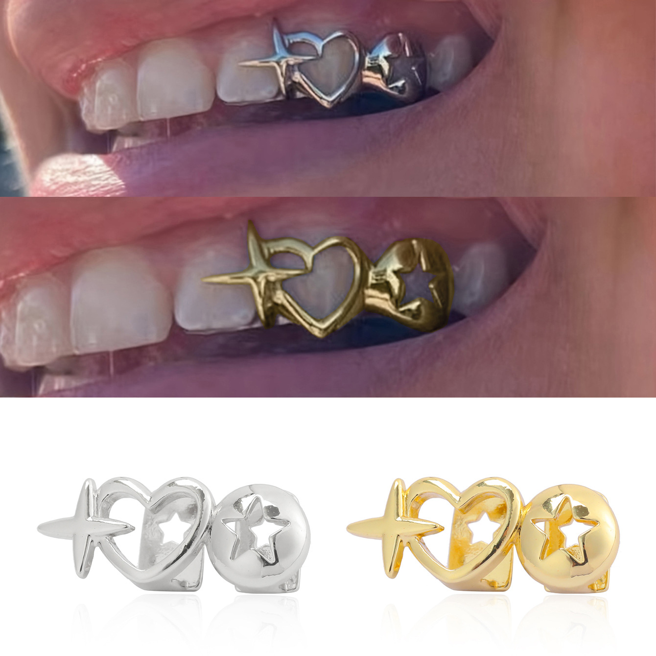 Punk Hip Hop creux coeur dents - Street Fashion Jewelry avis et prix